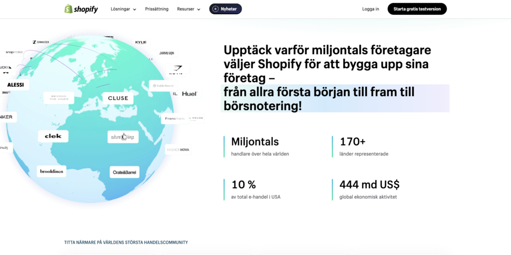 webshop med hemsida med shopify