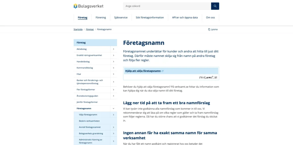 tips för att välja namn för ditt bolag