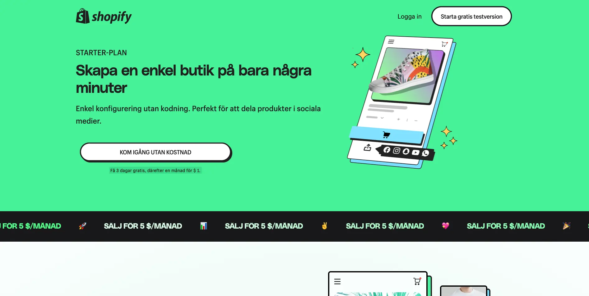 abonnemang starter starter plan för shopify